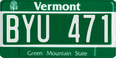 VT license plate BYU471