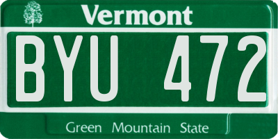 VT license plate BYU472