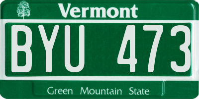 VT license plate BYU473