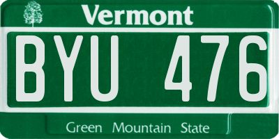 VT license plate BYU476