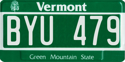 VT license plate BYU479