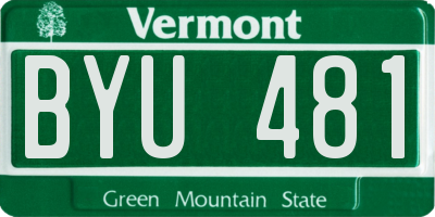 VT license plate BYU481