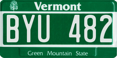 VT license plate BYU482