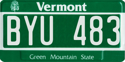 VT license plate BYU483