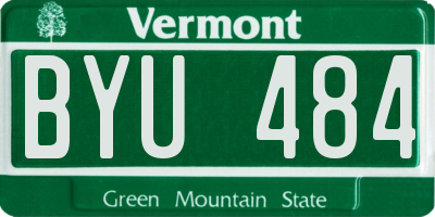 VT license plate BYU484