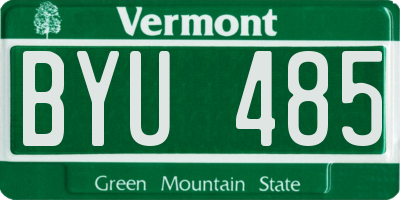 VT license plate BYU485
