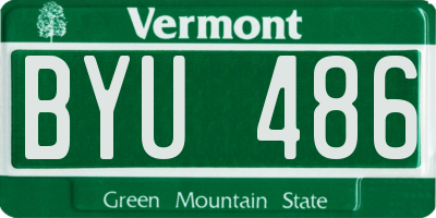 VT license plate BYU486