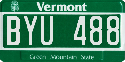VT license plate BYU488