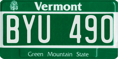VT license plate BYU490