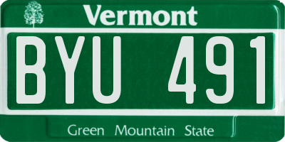 VT license plate BYU491