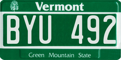 VT license plate BYU492