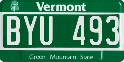 VT license plate BYU493
