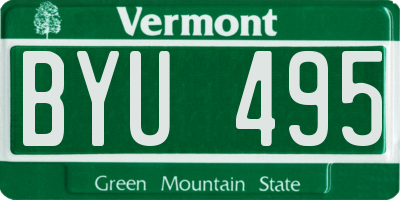 VT license plate BYU495