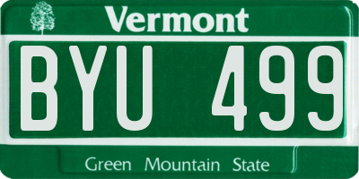 VT license plate BYU499