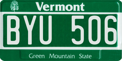 VT license plate BYU506