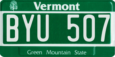 VT license plate BYU507