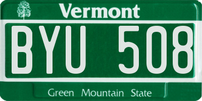 VT license plate BYU508