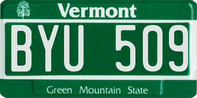 VT license plate BYU509