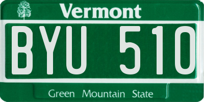 VT license plate BYU510