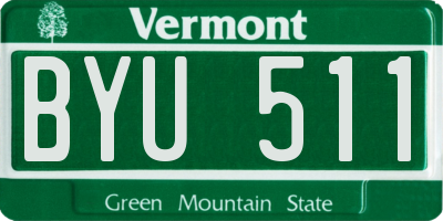 VT license plate BYU511