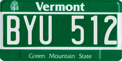 VT license plate BYU512