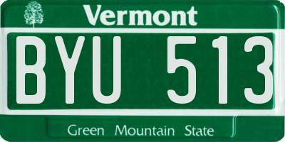 VT license plate BYU513
