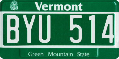 VT license plate BYU514