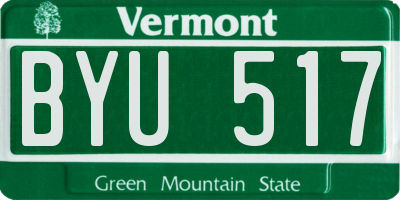 VT license plate BYU517