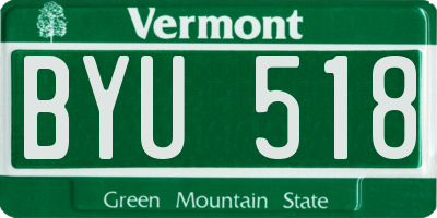 VT license plate BYU518