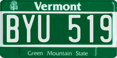 VT license plate BYU519