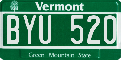 VT license plate BYU520