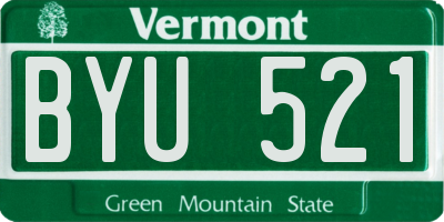 VT license plate BYU521
