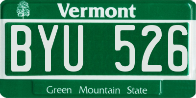 VT license plate BYU526