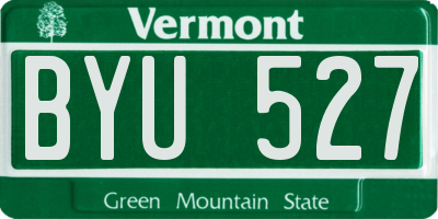 VT license plate BYU527