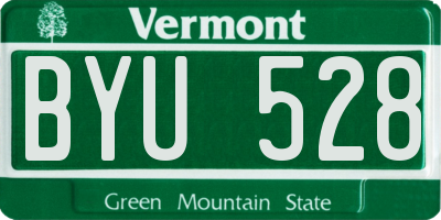 VT license plate BYU528