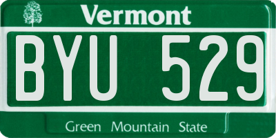 VT license plate BYU529