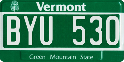 VT license plate BYU530
