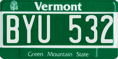 VT license plate BYU532