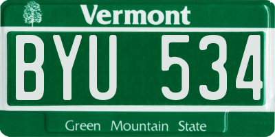 VT license plate BYU534