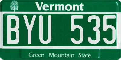VT license plate BYU535