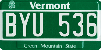 VT license plate BYU536