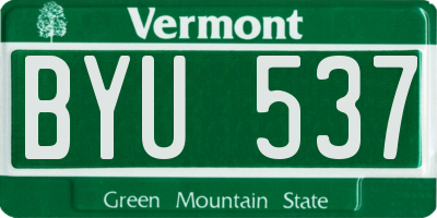 VT license plate BYU537