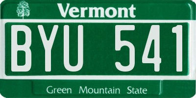 VT license plate BYU541