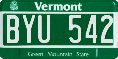 VT license plate BYU542