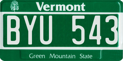 VT license plate BYU543