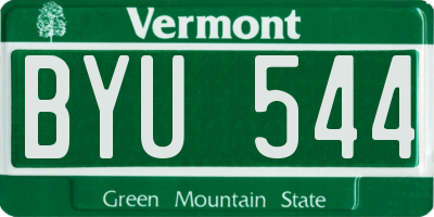 VT license plate BYU544