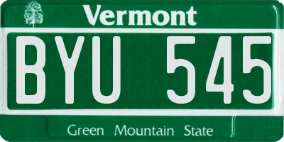 VT license plate BYU545