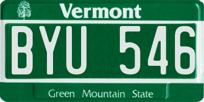 VT license plate BYU546