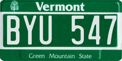 VT license plate BYU547