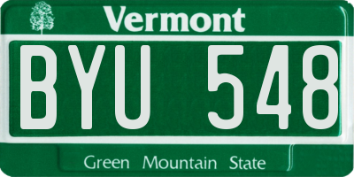 VT license plate BYU548